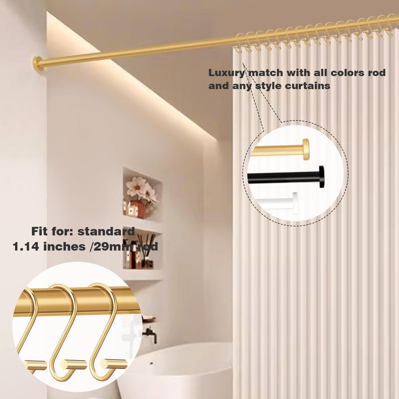 Gracelife Gold Rust Resistant Metal Shower Curtain Rings, Set of 12, T-Bar Hooks for Shower Rod - Image 5
